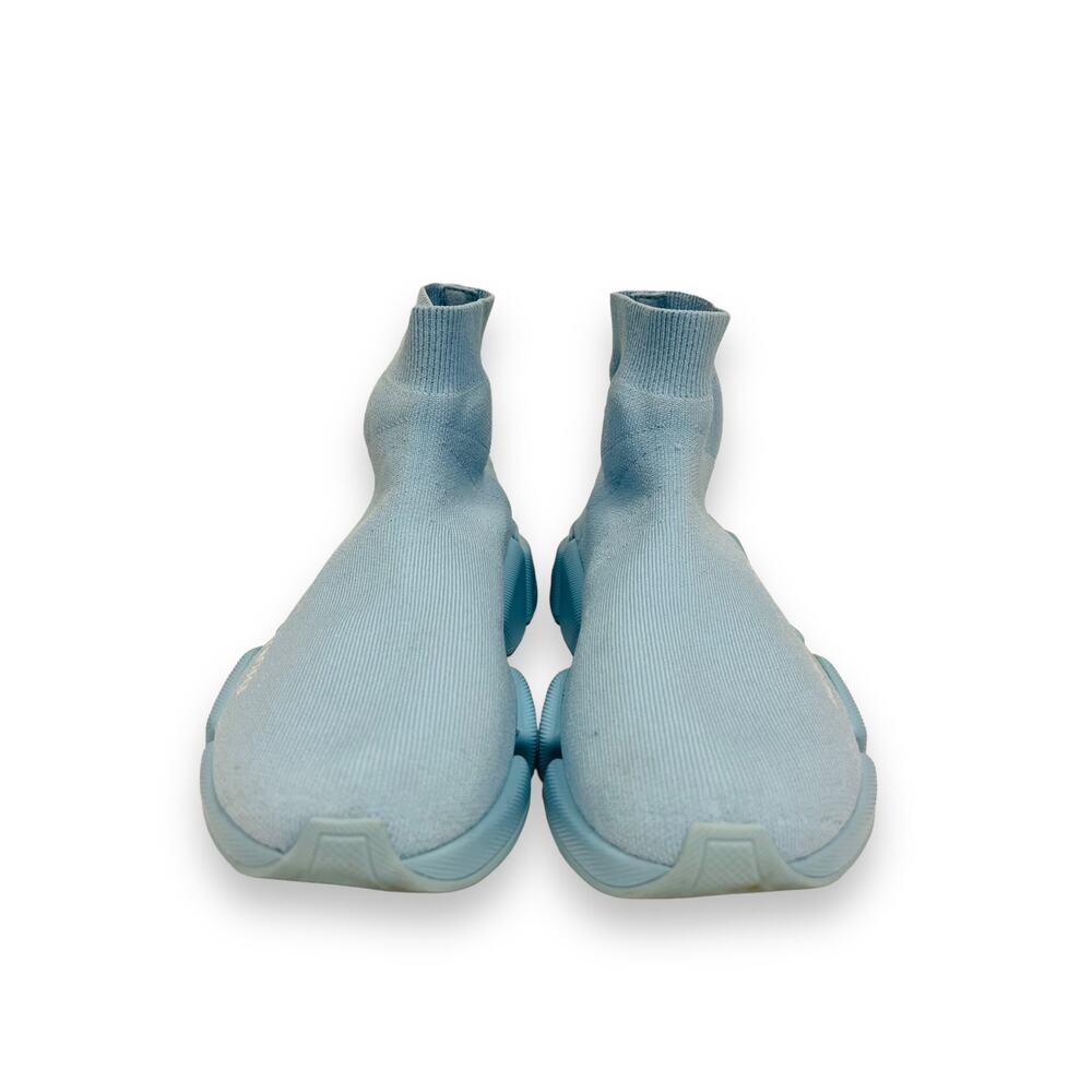 BALENCIAGA Light Blue Knit Fabric Logo Stretch Speed Sock High-Top Sneakers 39 - Picture 4 of 9